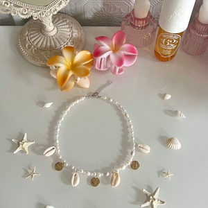 Gold Coconut Girl Cowrie Pearl Necklace