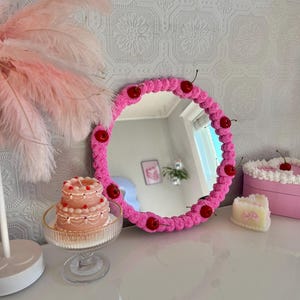 Retro Cherry Faux Cake Mirror Pink