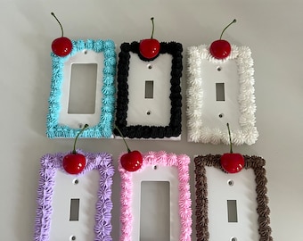 Cubierta de placa de pared con diseño de pastel de cerezas para interruptor de luz individual