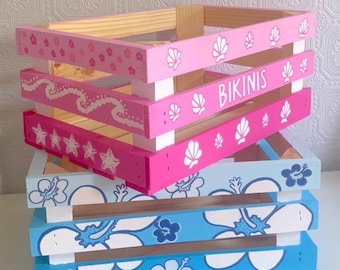 Coastal Coconut Girl Bikini Box Storage Crate