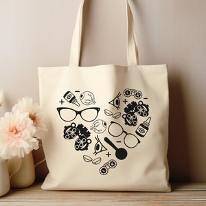 Eye Heart Tote Bag | Optometry gift | Optician Ophthalmologist reusable tote bag | Ophthalmology technician gift bag | Optometry technician