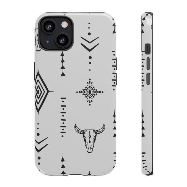 Bull skull phone case | Tribal phone case | Southwestern phone case | Rodeo phone case | Cowgirl gift | Smartphone case | Aztec phone