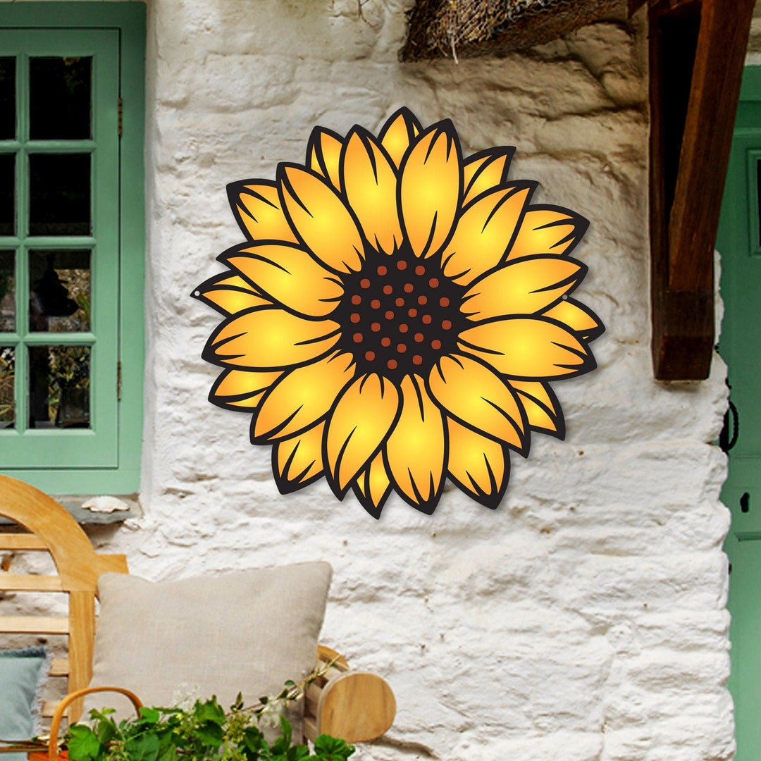 Color Splashed Sunflower Metal Wall Art Etsy