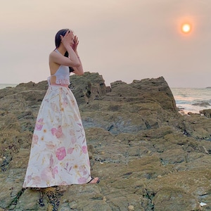 Botanical Skirt : Embrace the Artistry of Écoprint with Teck Leaf Naturally Dyed Cotton Skirt