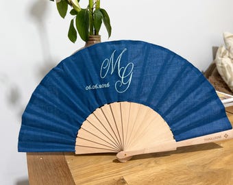 Éventail Pliant Personnalisé en Tissu Brodé – Création Artisanale (version 2)