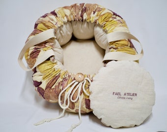 Ecoprint Leaf Cotton Food Warmer: Norwegian Insulated Pot, Embroidered Option