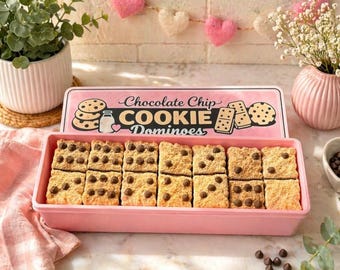 Dominó de galletas con chispas de chocolate – Juego completo / Lindo juego de postres de regalo