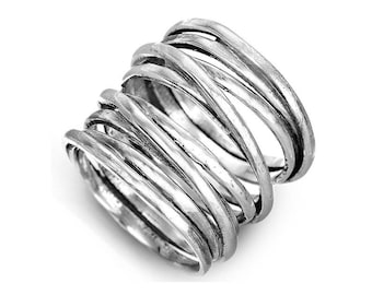 AAA+ Quality Simple Wide Long Large Ring,Statement Wrap Ring,Bohemian Jewelry,Girl Silver Ring for Women,Wire Wrapped Ring Band,gift for her