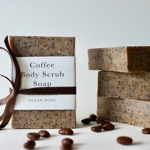 Coffee Body Scrub Soap Bar, Natural Soap Bar, Shea Butter, Vegan, Essential Oils,  gift