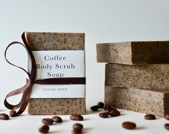 Coffee Body Scrub Soap Bar, Natural Soap Bar, Shea Butter, Vegan, Essential Oils,  gift