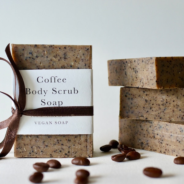 Coffee Body Scrub Soap Bar, Natural Soap Bar, Shea Butter, Vegan, Essential Oils,  gift