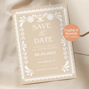 Papel Picado Save The Date, Editable Canva, Mexican Wedding Decor, English Spanish (Digital Download)
