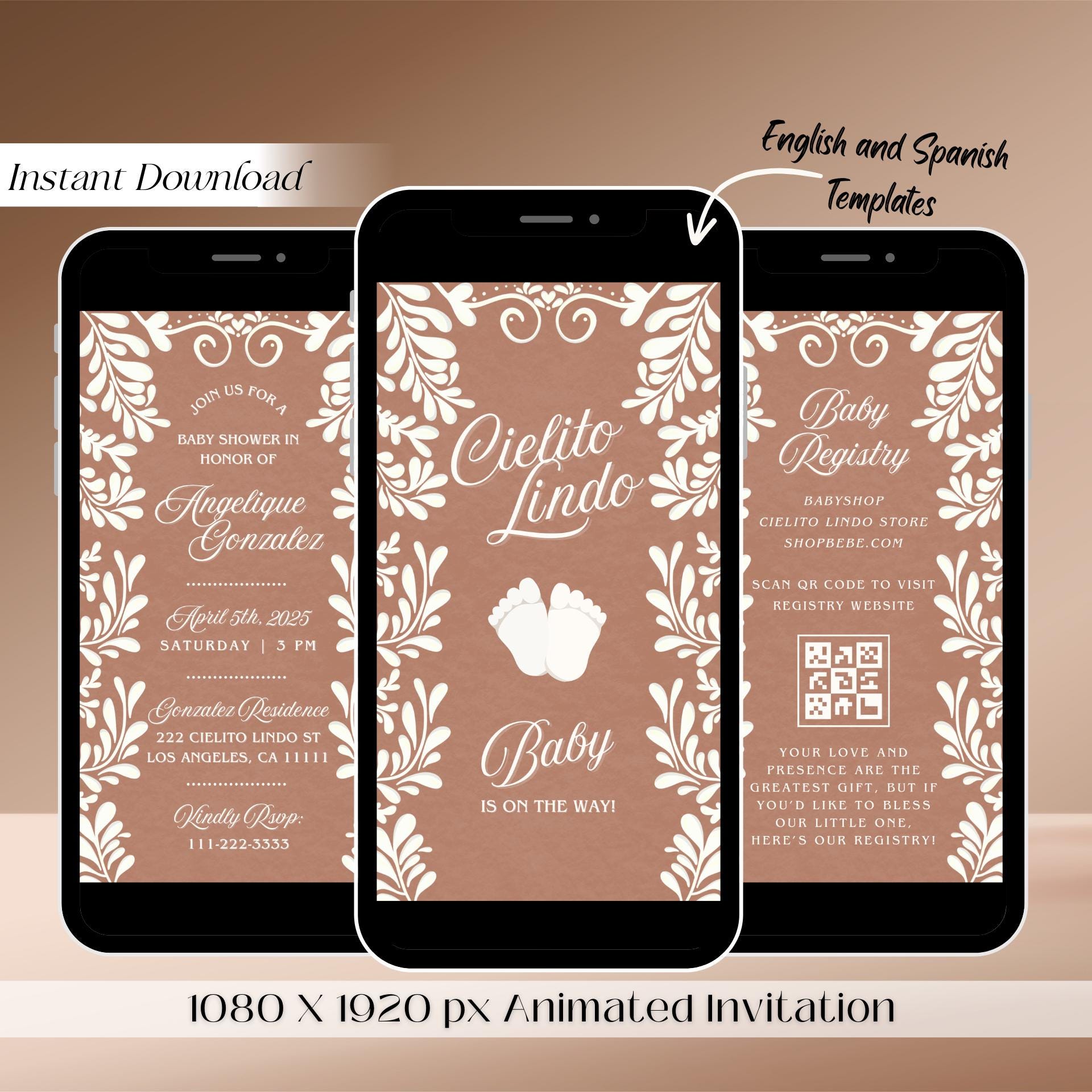 Talavera Baby Shower Video Invitation, Gender Neutral Barro Mexican Theme Invite, Invitacion de Fiesta, Custom Editable Digital Template