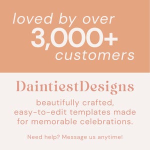 DaintiestDesigns brand slide featuring trusted editable Canva templates loved by thousands of customers