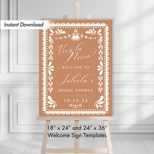 Papel Picado Despedida de Soltera Cartel de Bienvenida, Plantilla Editable Digital, Viva La Novia Temática Fiesta Mexicana, Estilo Hacienda