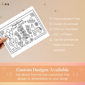 First Birthday Fiesta Coloring Page, Digital Download Print, Custom ...