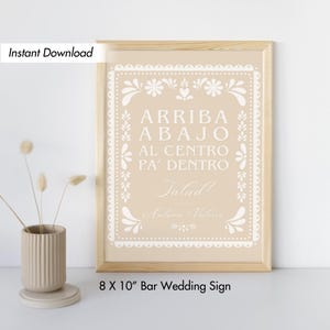 Letrero Arriba, Abajo, Al Centro, Pa Dentro, Salud Papel Picado, Bebidas Fiesta Talavera Mexico, Boda Mexicana, Plantilla Digital Editable