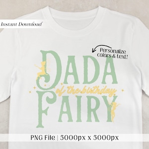 Papa des Geburtstags-Fee-Shirt PNG, passendes Familienparty-T-Shirt, Dada-Entwurf, Kleinkind-Feen-Teeparty-Thema-Feenstaub, personifiziertes
