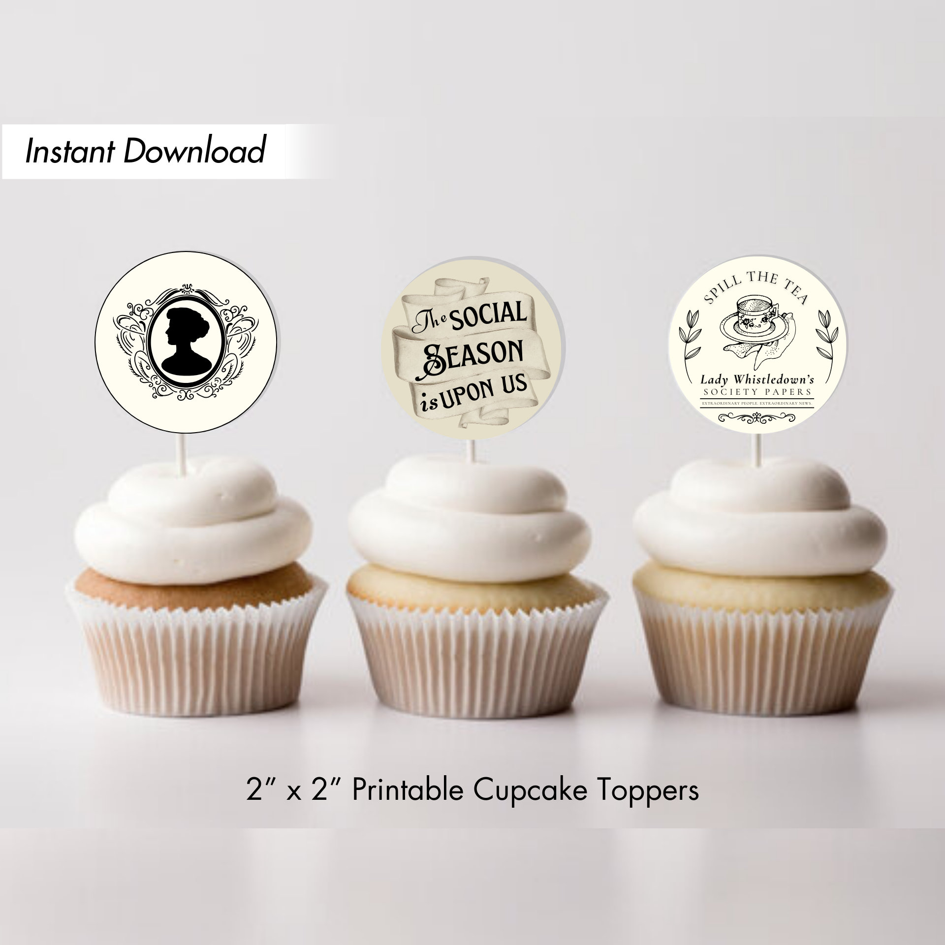 Buy Bridgerton Party Cupcake Topper, Vintage Regency Theme