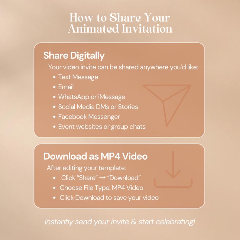 How to share animated wedding invitation via text message WhatsApp email social media and wedding websites