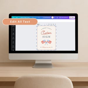 Desktop computer editing Dirty Soda Bar Menu Sign Canva template with customizable text colors fonts drink names and menu details