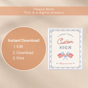 Digital download custom sign template displayed in framed mockup with instant download instructions edit download print