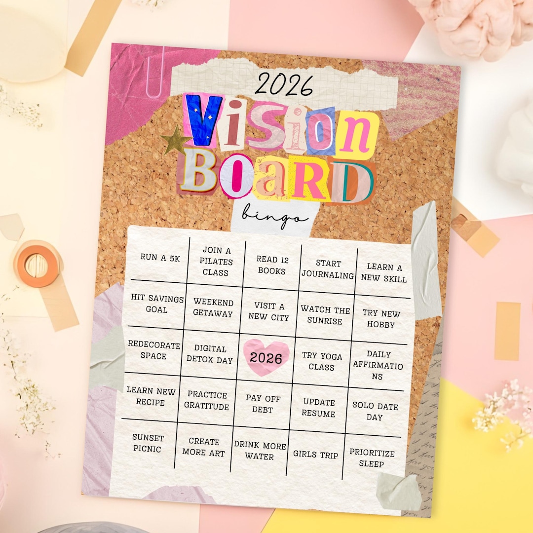 2026 Vision Board Bingo Card Template | Editable Canva Design ...