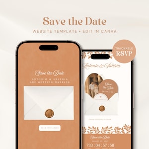 Plantilla Web Boda Mexicana Talavera Hacienda, Save the Date, Canva Editable, Anuncio de Reserva la Fecha