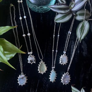 Soldered crystal necklace / Soldered necklace / Unique crystal necklace / Spikey necklace / Pearl necklace / Crystal necklace