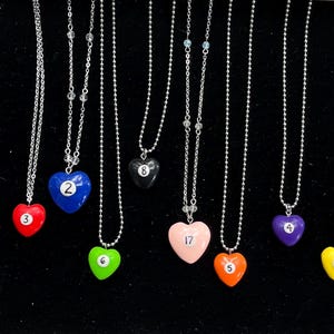 Heart Billiard Ball Necklace