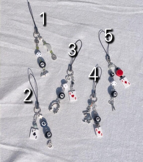 Keychain / phone charm/bag charm / Billiard keychain / Pool ball keychain / 8ball keychain / Card suits jewelry