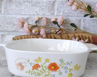 70s Corning Ware 2QT Casserole Wildflower Pattern