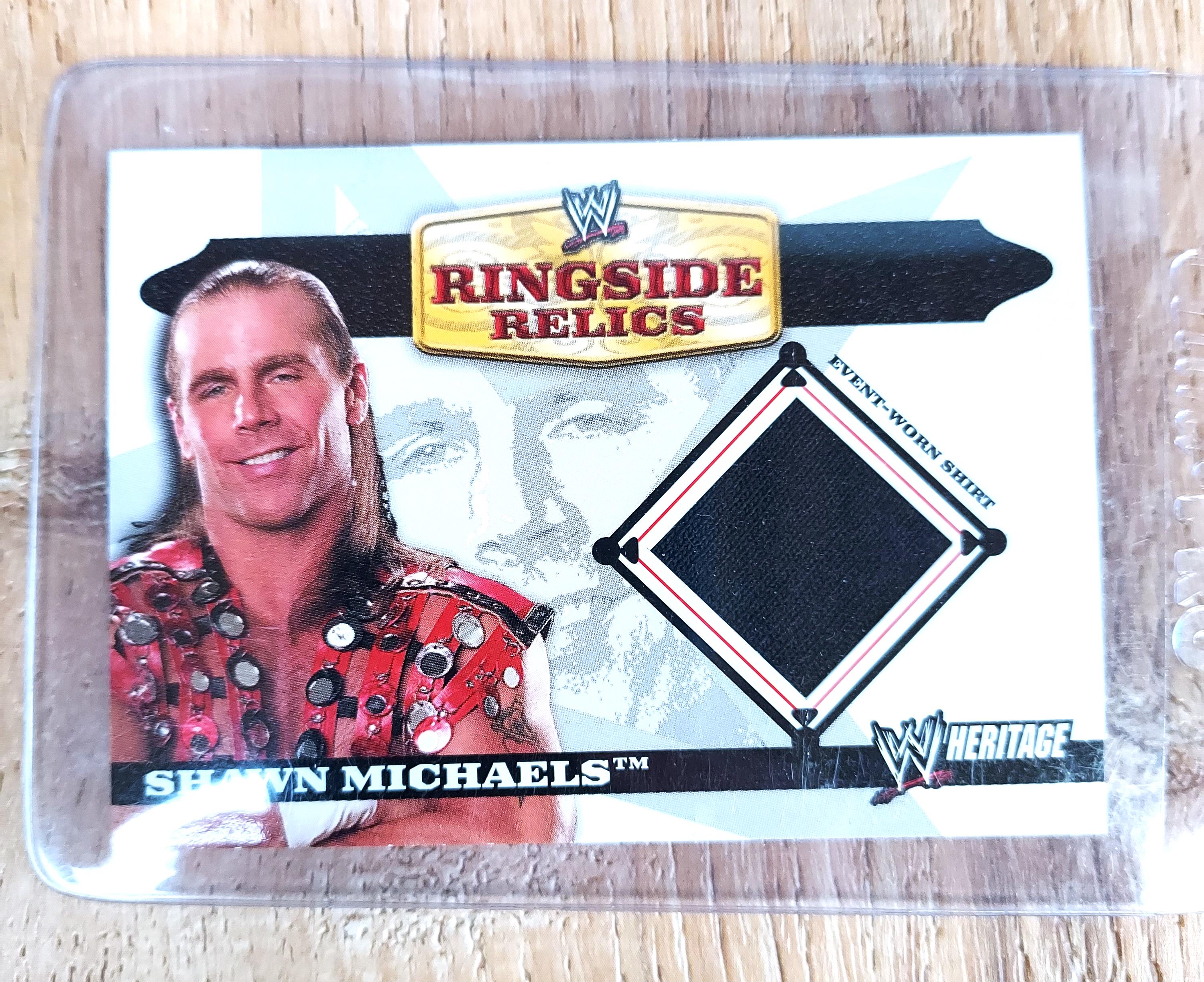 Shawn Michaels Ringside Relic Card by Topps, WWF Heritage Match Worn Shirt Relic