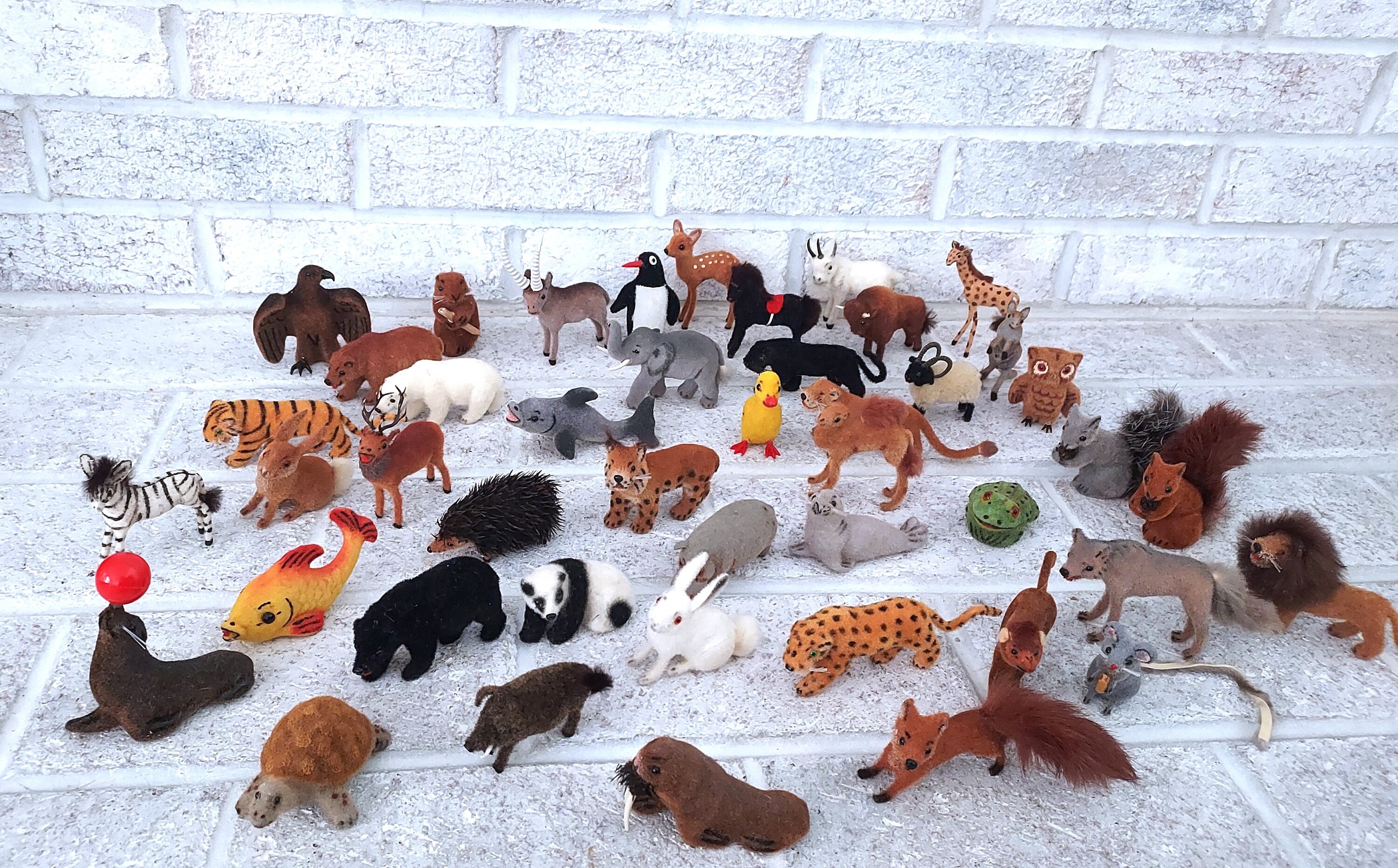 Rare Antique Wagner Flocked Animals, Vintage Kunstlerschutz