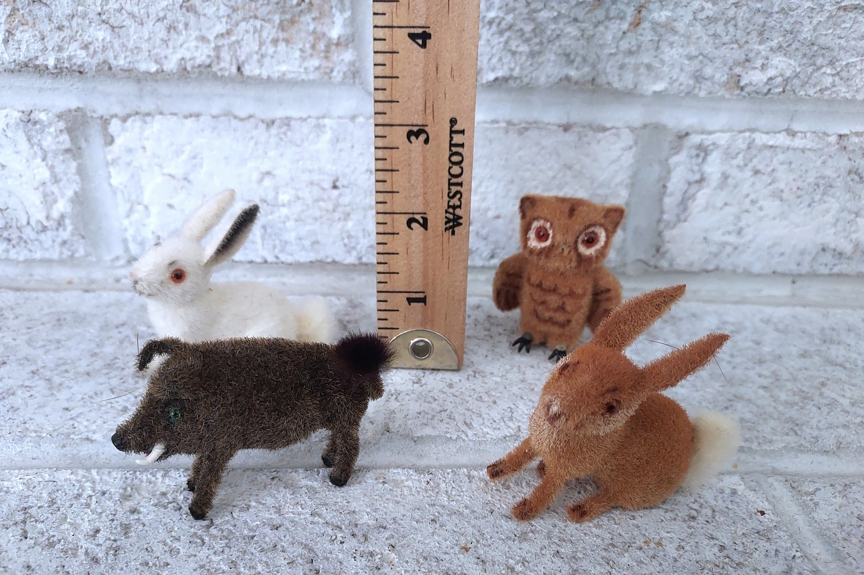Rare Antique Wagner Flocked Animals, Vintage Kunstlerschutz
