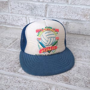 90s Neon Volleyball Spike It Truckers Cap, 90s Neon Trucker Style Myrtle Beach Souvenir Hat, 90s Vintage Clothing Snapback