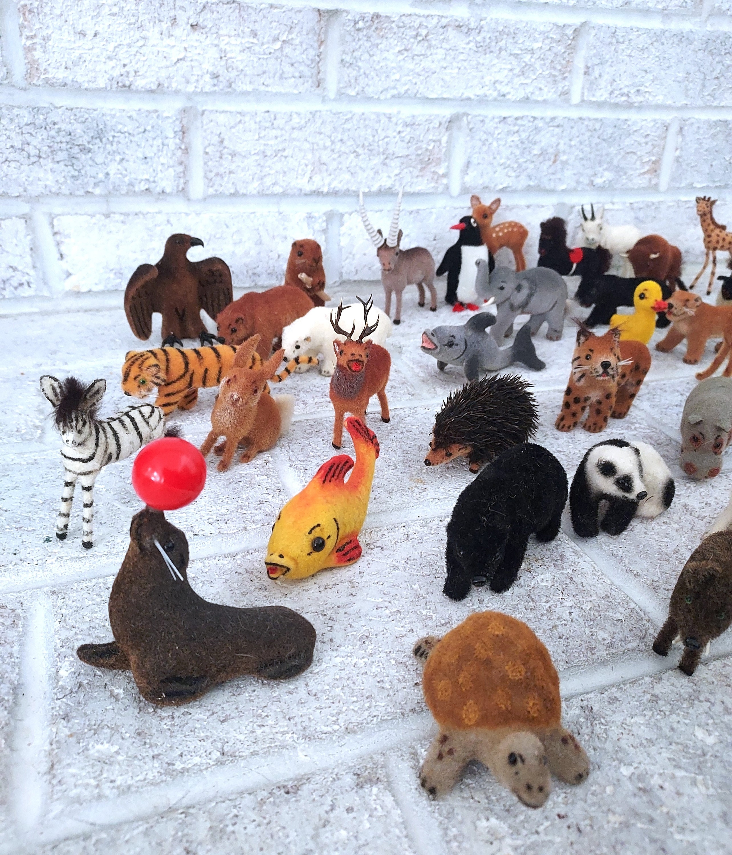 Rare Antique Wagner Flocked Animals, Vintage Kunstlerschutz