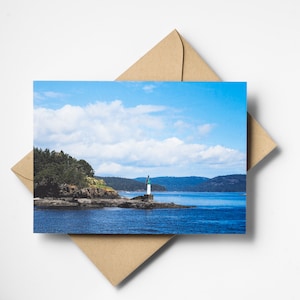 Ocean Lighthouse - Nature Photography, 5 x 7 inches Matte Finish Postcard, British Columbia Wall Art