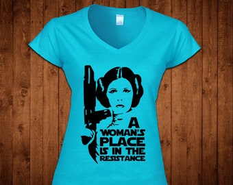 A woman's place is in the resistance SVG, Princess Leia Silhouette, Feminist Shirt,  Design, Girl Power SVG