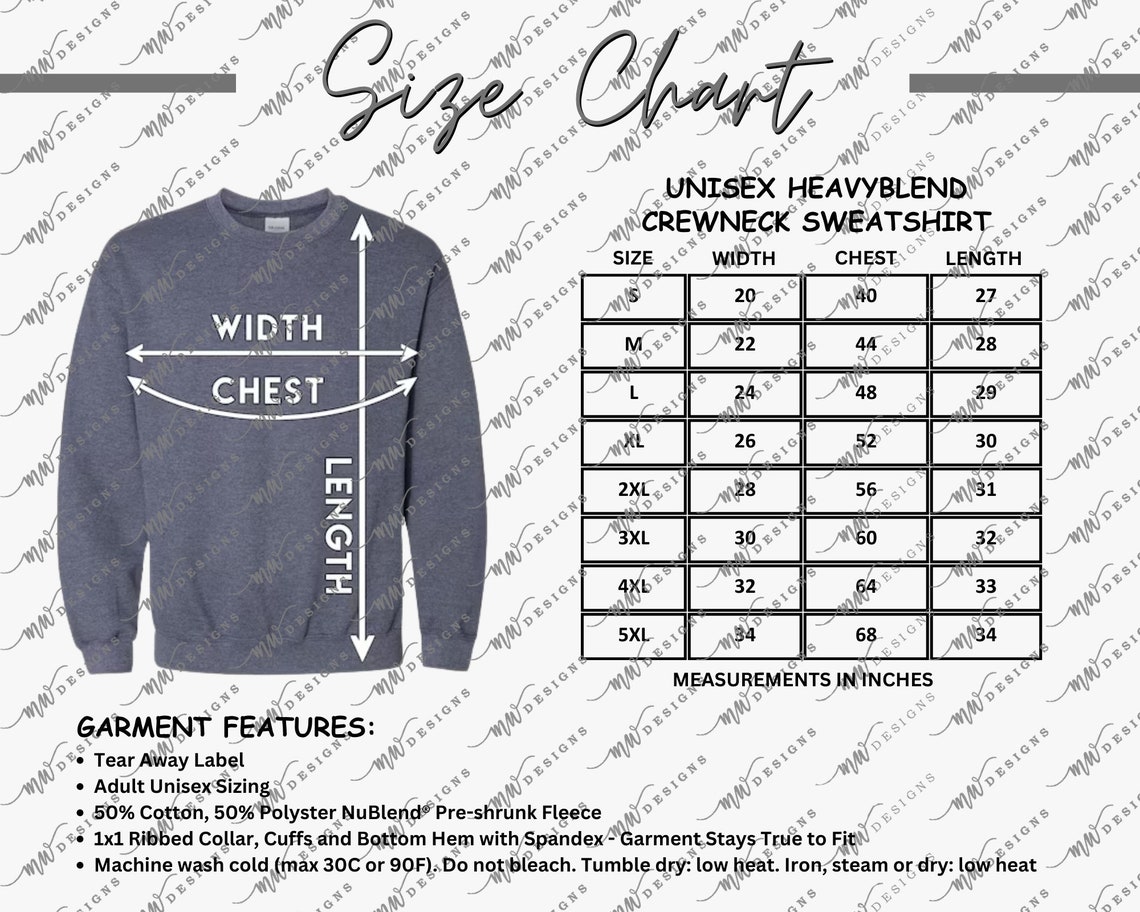 Jerzees 562MR Color + Size Chart EDITABLE Canva Template 562MR