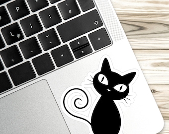 Sassy Black Cat Vinyl Sticker, Laptop Decal, Feline Lover Gift