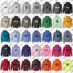 Gildan 18500 Color + Size Chart | EDITABLE Canva Template | Hoodie Color Chart for 18500 Heavy Blend Hooded Sweatshirt | CANVA file mockups
