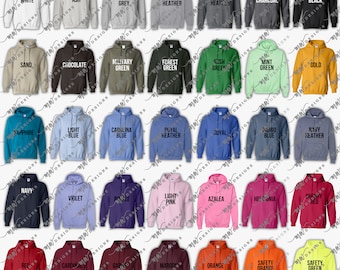 Gildan 18500 Hoodie Color Chart | Size Chart Canva Template (Digital Download)
