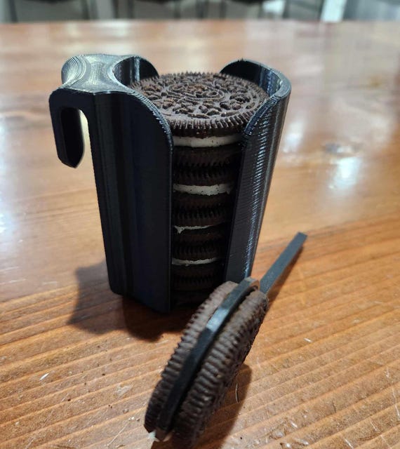 3D Printable Oreo Cookie Caddy & Dunking Spoon STL File (Digital Download)