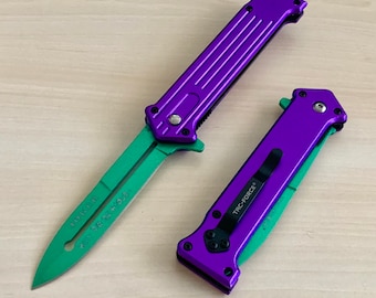 8” Joker Knife Spring Assisted Folding Pocket Knife with Pocket Clip Joker Gift. Cool Knife, Cute Knife