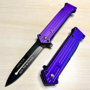 8 Joker Purple Tactical Cute Spring Assisted Open Blade Folding Pocket Knife.Cool Knife. Gift for Father. Gift for boyfriend. imagem 2