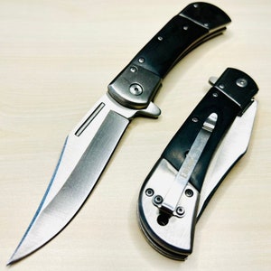 8.75” Black Wood Cute Tactical Black Spring Assisted Open Blade Folding Pocket knife. Hunting, Camping, Cool Knife.