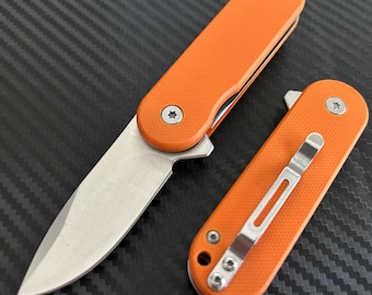 6” Orange Military Tactical Cool Knife Spring Assisted Open Blade Folding Pocket knife. Hunting, Camping, Cute Knife. Cool Knives.