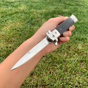 9” Classic Black Wood Tactical Spring Assisted Folding Pocket Knife Cute Knife. Hunting, Camping, Cute Knife. Cool Knife.