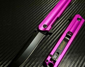 8.5” Purple Military Tactical Cool Knife Spring Assisted Open Blade Folding Pocket knife. Hunting, Camping, Cute Knife. Cool Knives